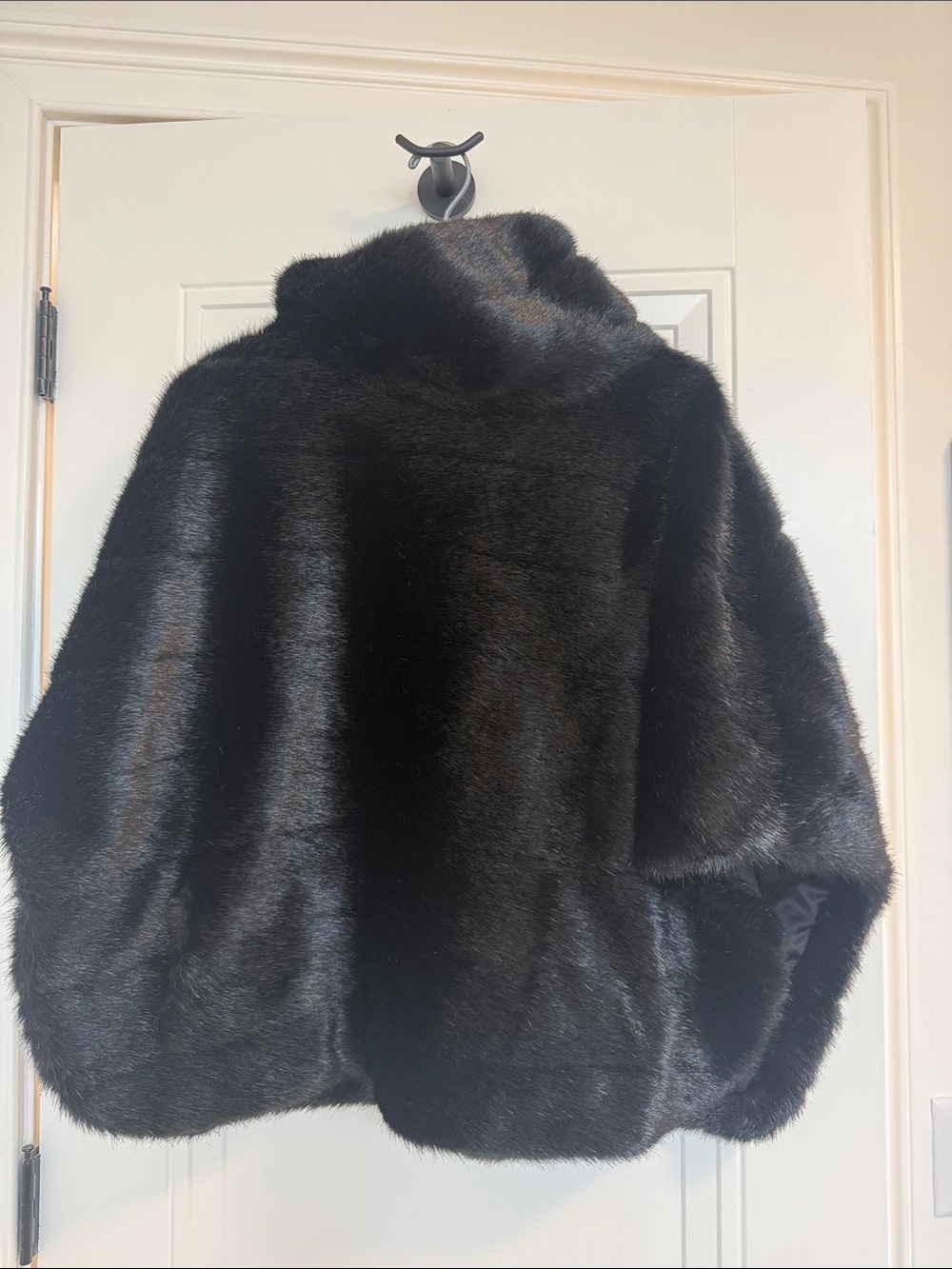 kate spade Black Faux Fur poncho with high neck